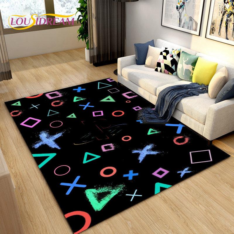 Cartoon Gamer Game Controller Area Rug Large,Carpets Rug for Living Room Children's Room,Kids Play Crawl Non-slip Floor Mat Gift
