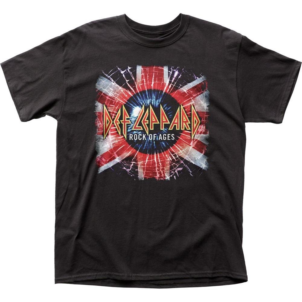 Def Leppard Rock Of Ages Union Jack Mens T Shirt Music Classic Band Tee Black Unisex T-Shirt S