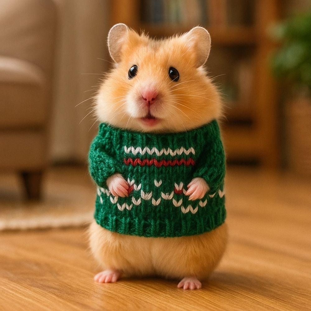 Party Supplies Cute Hamster Sweater Soft Warm Small Pets Sweater Chew Proof Knitted Sweater Christmas Decoration