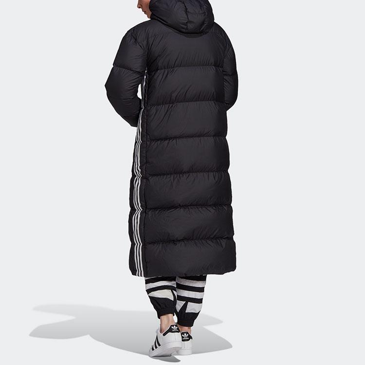 Adidas Originals Long Down Windproof Warm Casual Sports Comfortable Long Hooded Down Jacket Women Jacket Black GD2498