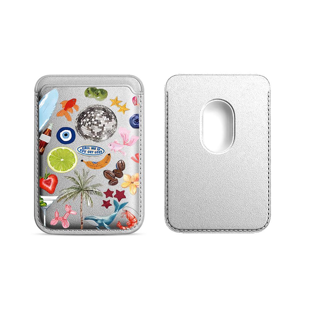 Trend Collage Leder Karten Geldbörse Hülle Handy Kartenhalter Magnetische Hülle Geeignet Für alle iPhone Für Magsafe Karten Handy Rückentasche