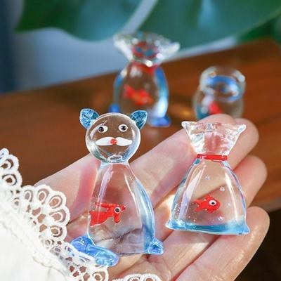 Transparente Mini-Taschenfisch-Ornamente Simulation Cartoon Glas-Taschenfisch-Figur Handgefertigte Dekorative Taschenfisch-Statue