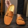 Luxury Designer Trend Men's Suede Leather Half Shoes For Men Mules Sandals Casual Shoes Slides Monk Strap Loafers Slippers