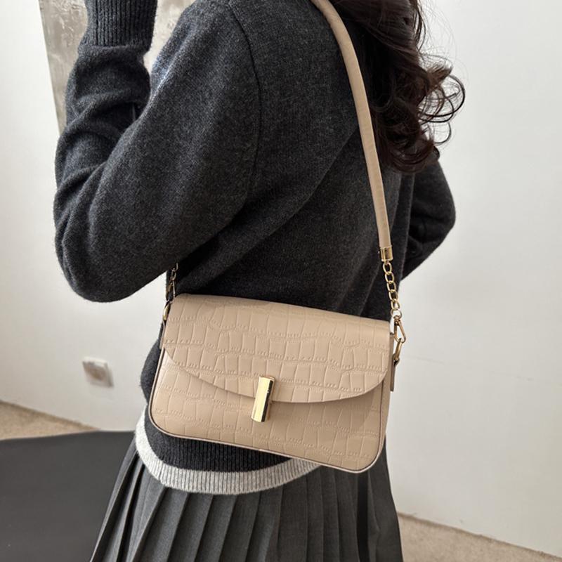 Pure Color Small Square Bag Women's Underarm Bag New Pattern Simple Commute Single Shoulder Handbag Trendy Bag