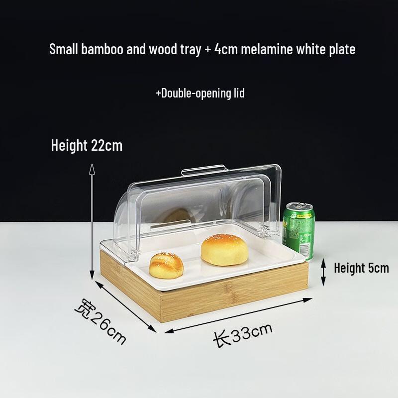 Hotel Buffet Bamboo & Melamine Food Display Tray with Lid