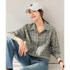Women's Retro Green Plaid Long Sleeve Shirt