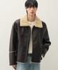 Draw Fit Oversized Line Shearling Jacket [Brown]