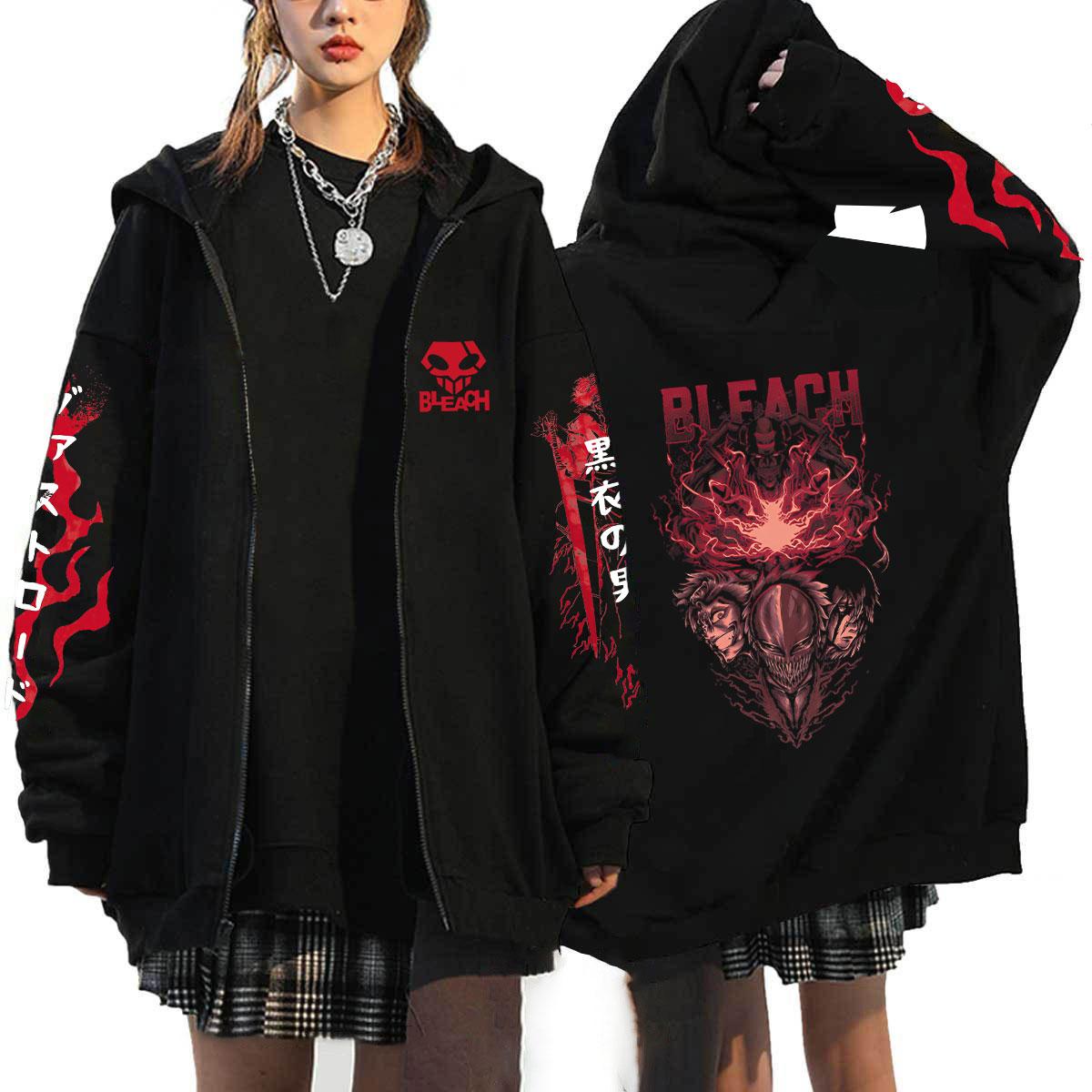 

Японія Аніме Bleach Kurosaki Ichigo Printed Hooded Men Women Zip Up Hoodies Casual Loose Sweatshirt Harajuku Unisex Zipper Jacket M
