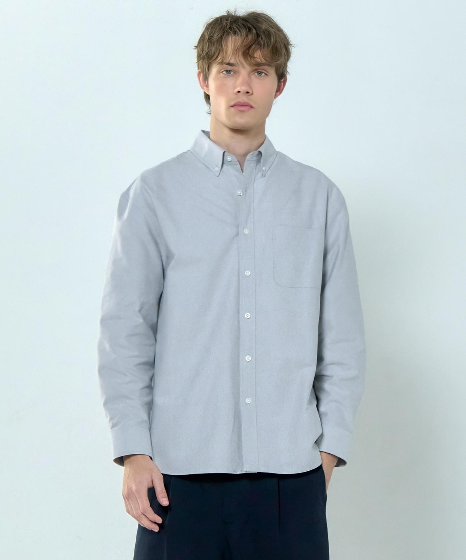 Basic House Oxford Semi-Overfit Long Sleeve Shirt Gray Lzws0103 Wh/110