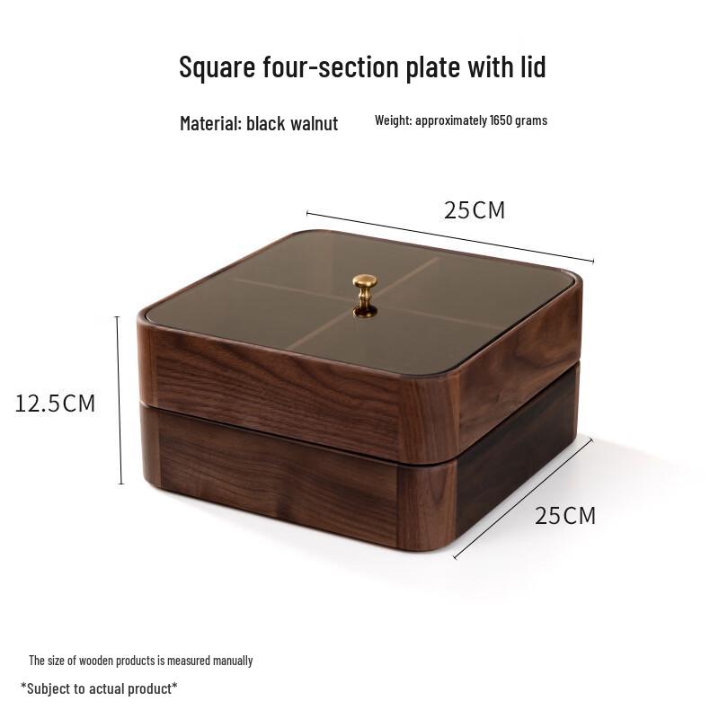 Black Walnut 4-Compartment Snack & Nut Tray
