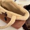 Niche Design Retro Horn Buckle Suede Portable Vegetable Basket Bag Imitation Lamb Wool Tote