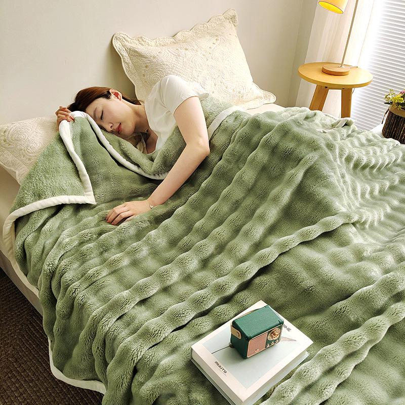 Bubble Fleece Coral Blanket for Office or Sofa