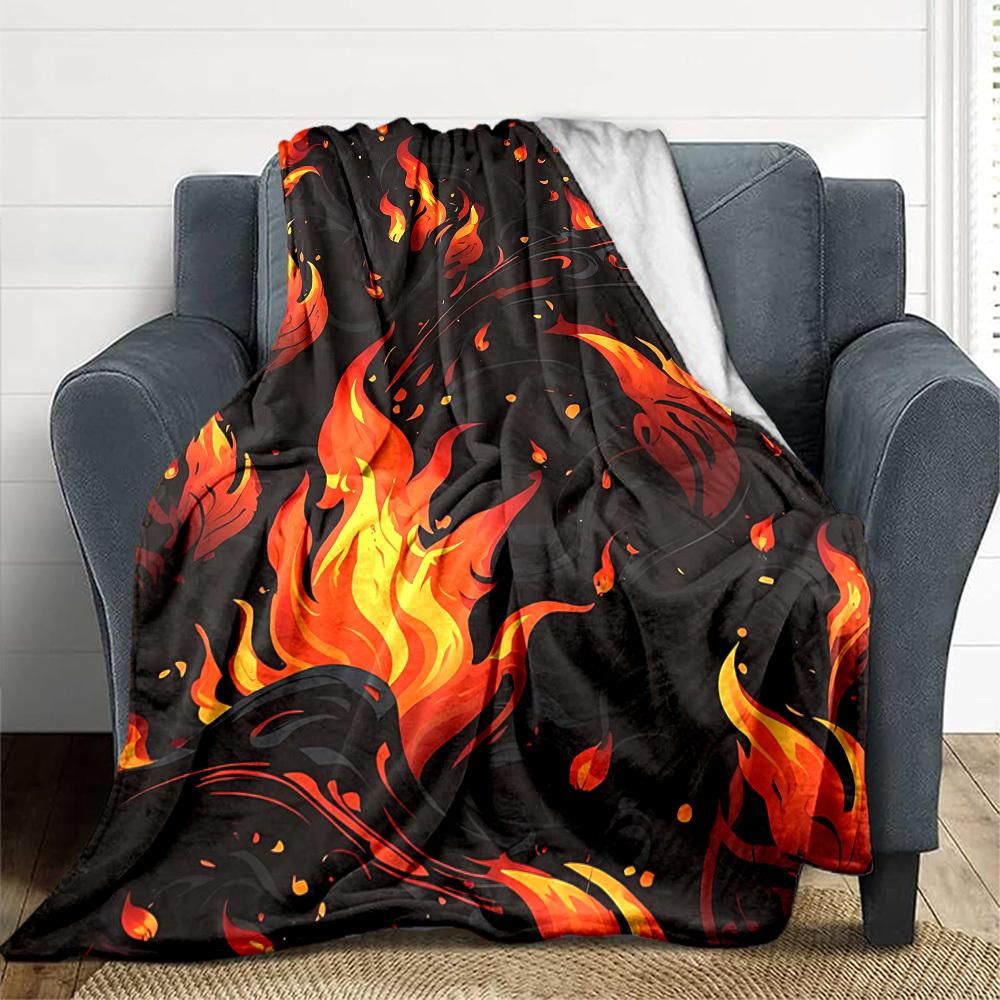1pc Flame Dragon Blanket, Lightweight Flannel Throw Blanket for Sofa, Bed, Travel, Camping, Living Room, Office, Couch085