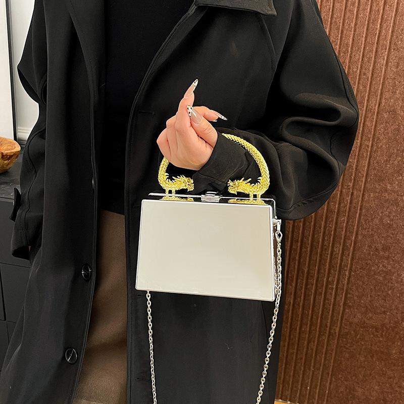 Women's bag 25 spring new personalized acrylic glossy women's box bag exquisite and simple shoulder messenger bag