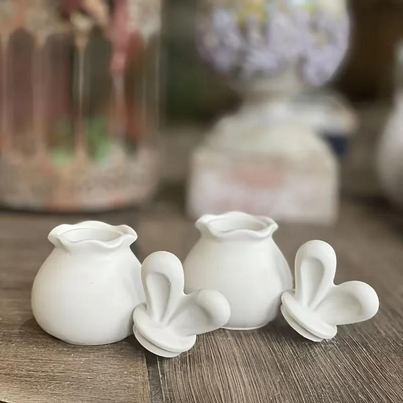 2026 Latest Models 3D Bunny Ear Lid Silicone Mold Storage Jar Candle Holder Epoxy Resin Casting for DIY Crafts Jewelry Miniature