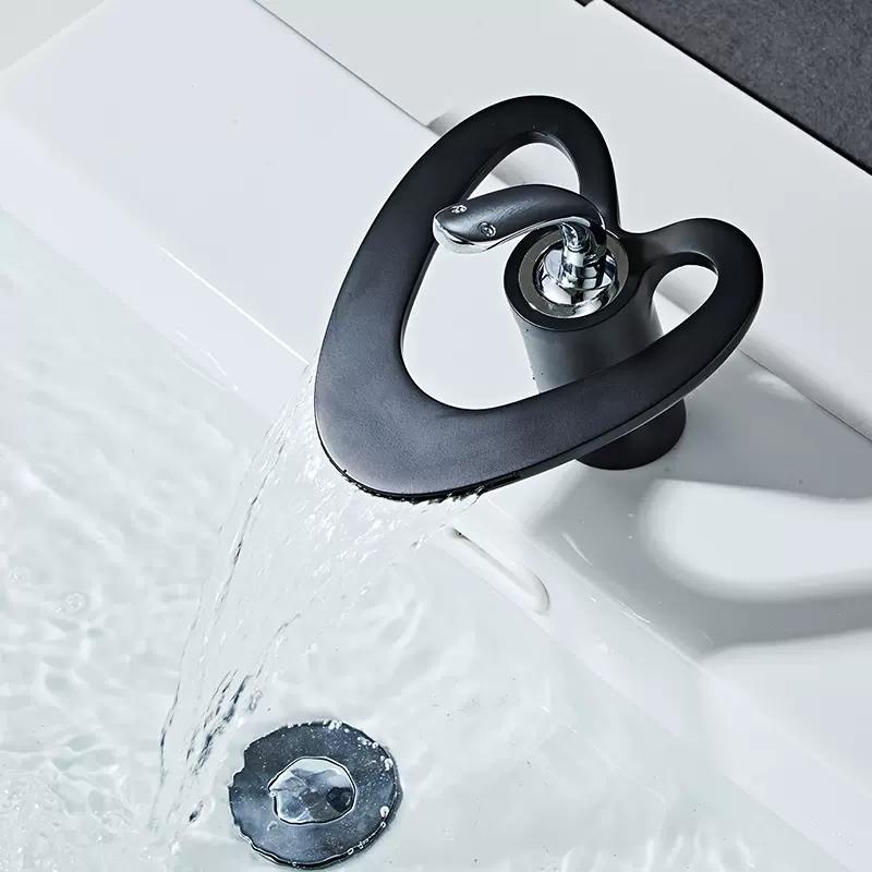 

Tuqiu Golden/White Bathroom Basin Faucet Black Bathroom Faucet Brass Creative Sink Mixer Tap Hot & Cold Waterfall Basin Faucet