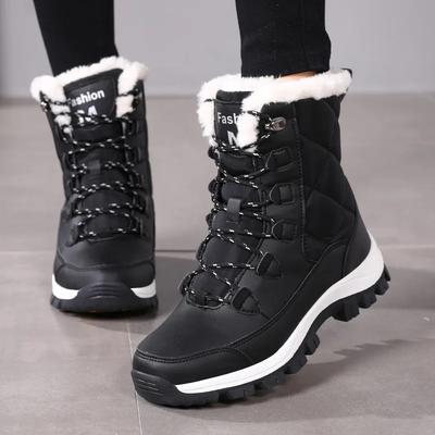 Ankle Boots Women Winter Shoes Keep Warm Non-slip Black Snow Boots Ladies Lace-up Boots Chaussures Femme Booties Woman Flat Boot