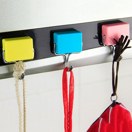 Self Adhesive Magnetic Hook Hanger Bag Keys Bathroom Kitchen Holder for Fridges