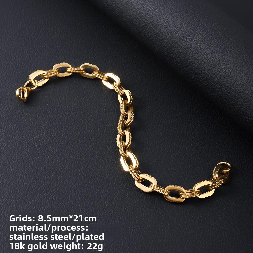 Stainless Steel Bracelet Women's Jewelry Plated with 18K Gold Non-fading Washable Men's Titanium Steel Bracelet
