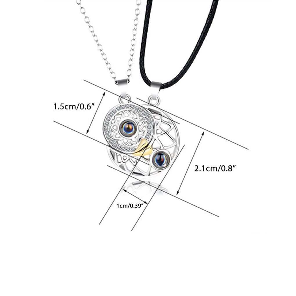1 Pair Moon Sun Couple Necklace Decorative Electroplated Anti-rust Stylish Projector Pendant Ornament Birthday Gift