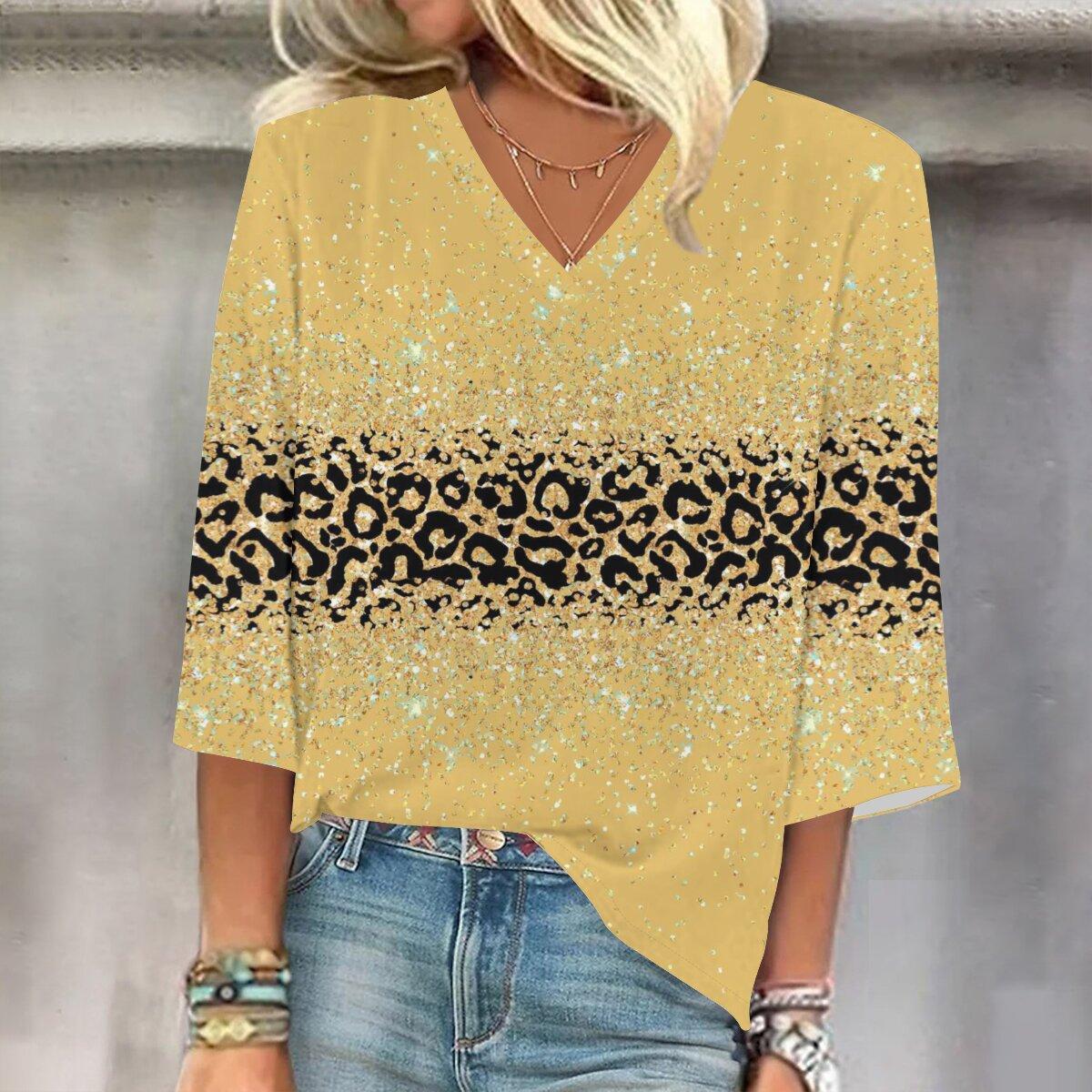 

2023 Весенне-осенний новый модный топ с рукавом 3/4 и принтом