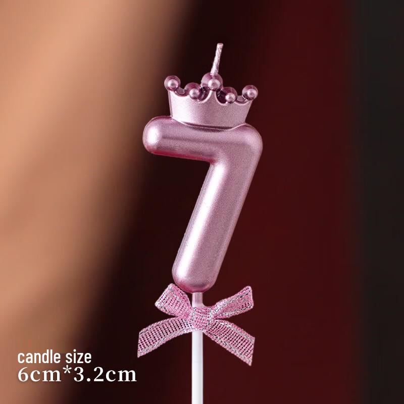Birthday Crown Bow Number 7 Candle
