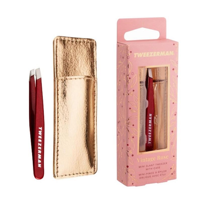 Tweezerman Vintage Rose Mini-Pinzette mit abgeschrägter Spitze - Für Damenaugenbrauen