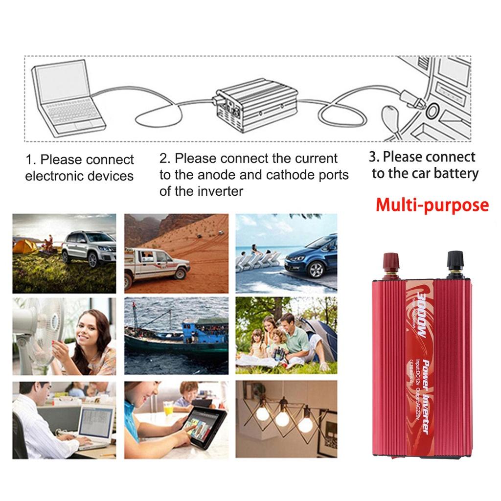 DC12VToAC220V Modified Sine Wave Inverter Voltage Transformer Power Converter Solar Adapter Universal Car Inverter 3000W