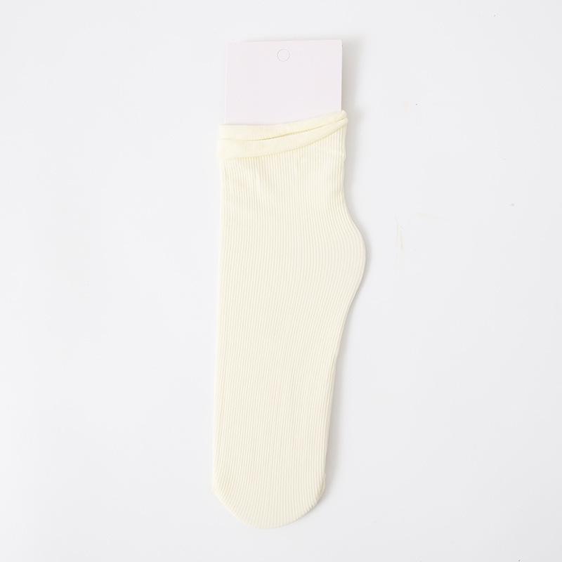 

Белые женские летние тонкие носки до середины икры - Модные хлопковые махровые, ледяные и лоферные стили One Size кремовый/белый