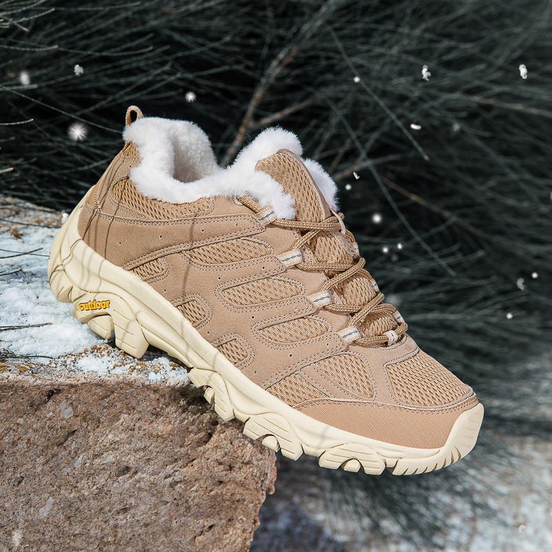 TUINANLE Women Cotton Shoes Winter Casual Plush Warm Snow Boots Female Outdoor Non-Slip Lace Up Walking Sneakers Men
