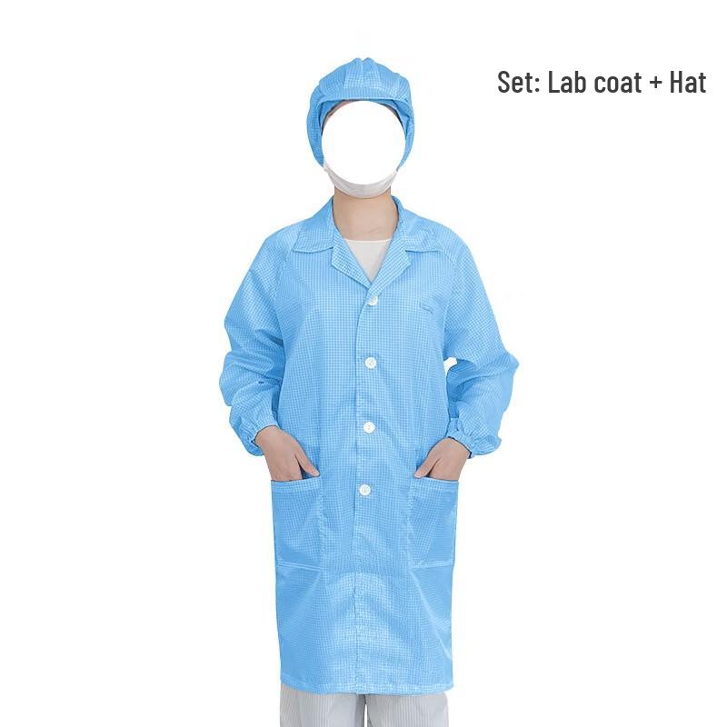 DAXTE Anti-Static Long Lab Coat with Mesh Cap