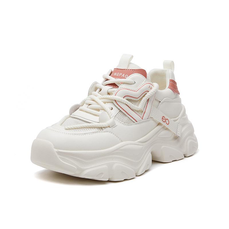 Spring and summer round head sweet dad shoes muffin thick sole heightened 5cm breathable sports casual fashion women's shoes 2025