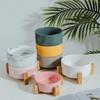 Self-Assembly Ceramic Double Cat Bowl Dog Bowl 400ML Pet Feeding Water Bowl Cat Puppy Feeder Product SuppliesFood Water Bowls