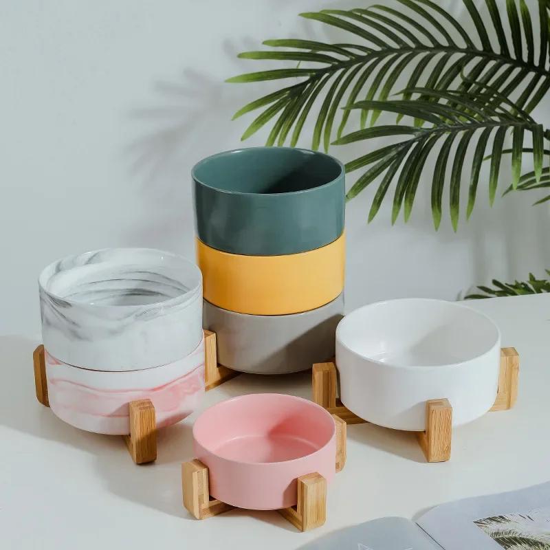 Self-Assembly Ceramic Double Cat Bowl Dog Bowl 400ML Pet Feeding Water Bowl Cat Puppy Feeder Product SuppliesFood Water Bowls