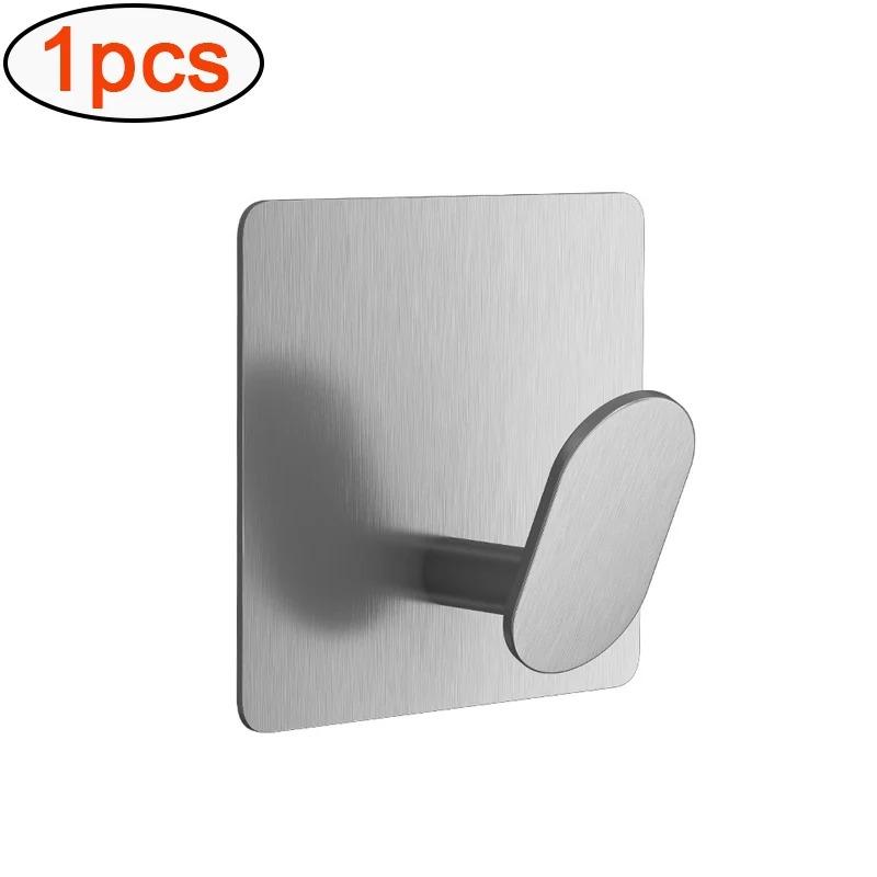 1/2pcs Stainless Steel Bathroom Robe Hooks Adhesive Wall Hook Towel Holder Bathroom Kitchen Hardware Multi-Purpose Hanger Hook