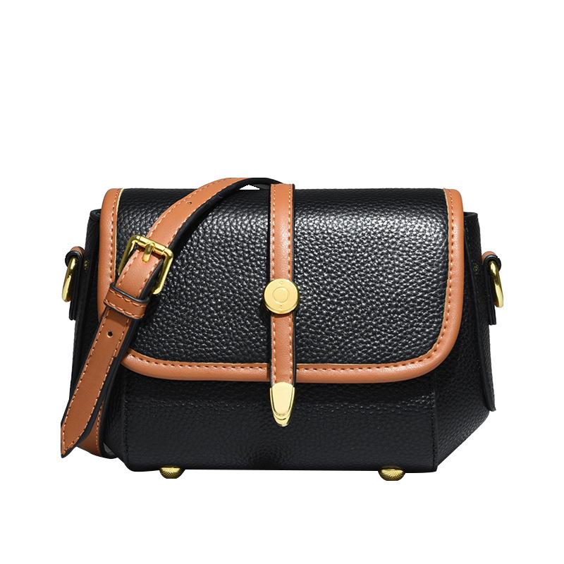 Leather High-End Women'S Bag Trendy Fashion Shoulder Messenger Bag First Layer Cowhide Small Square Bag