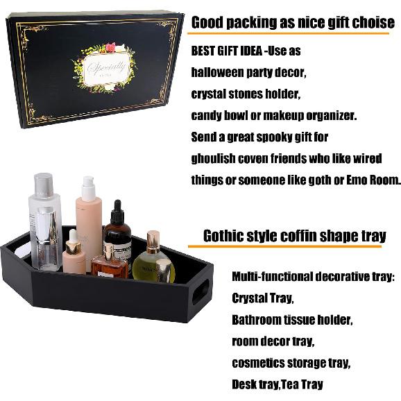 Coffin Tray/Shelf Wooden Serving Tray Coffin Shape Serving Tray,Spooky Gothic Home Decor-Halloween Creepy Goth Home Decor