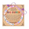 Sister Friendship Bracelet Adjustable Beaded Bohemian Bracelet Colorful Polymer Clay Beads Big Sis Bracelet Gift for Women Friends