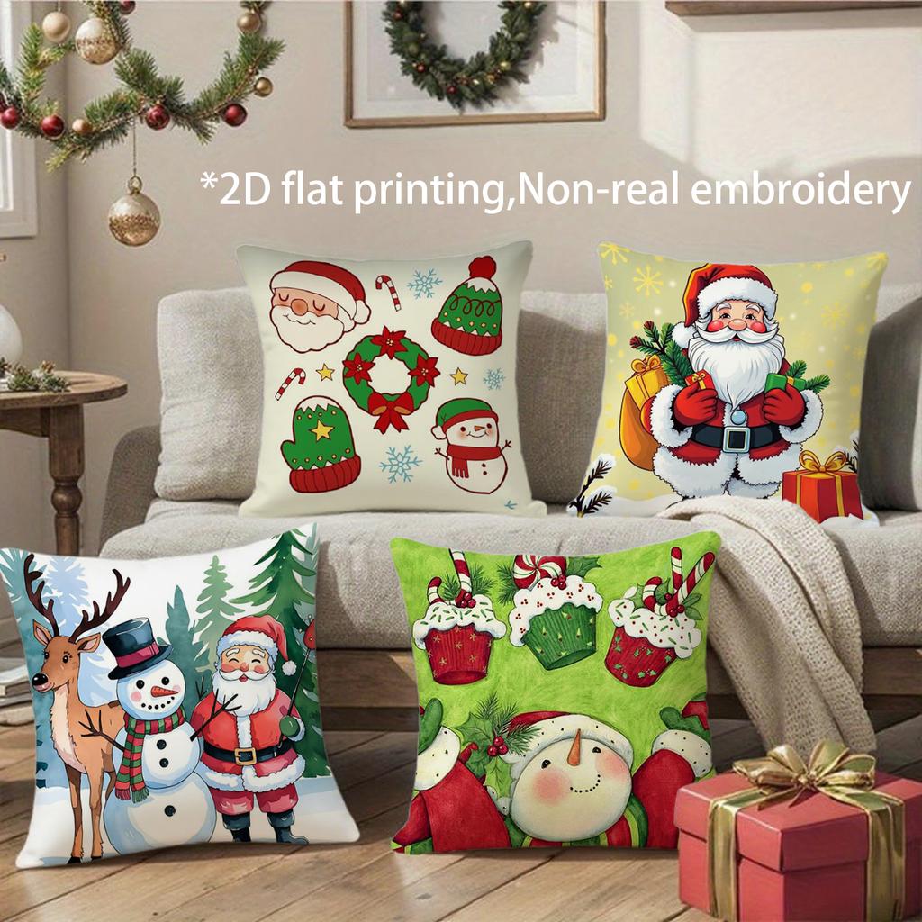 Christmas Cute Throw Pillow Covers Pattern Cushion Cover Suitable for Sofa Bedroom Car Pillow Cover