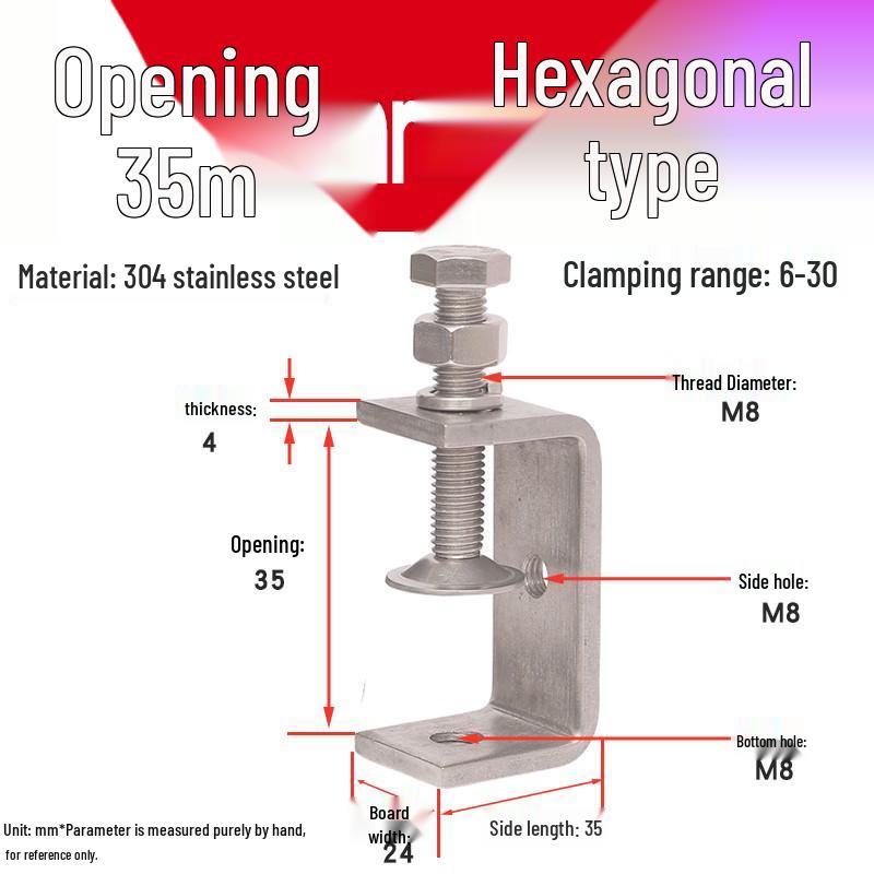 304 Stainless Steel U-Clamp Tiger Clamp with Hand-Tightened Eyebolt