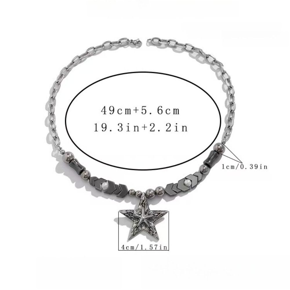 Goth Y2k Punk Necklace Geometry Simple Metal Necklace Adjustable Star Pendant Necklace  Streetwear