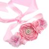 Elegant sateng blomsterserp for kvinner Håndlaget perler i linning Brudebånd Cummerbunds Brudekjole Midjebelte