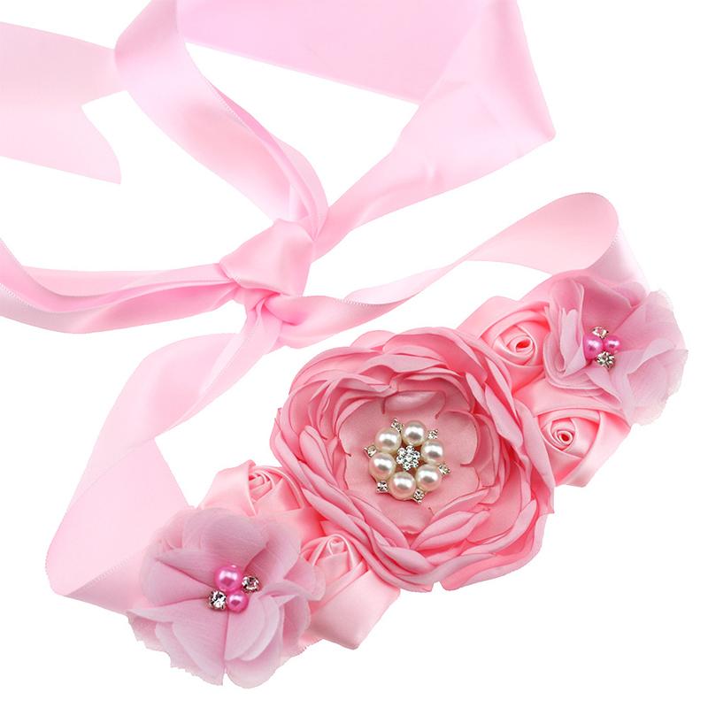 

Женский элегантный атласный пояс с цветочным принтом ручной работы, пояс из бисера, свадебная лента, пояс для свадебного платья, пояс