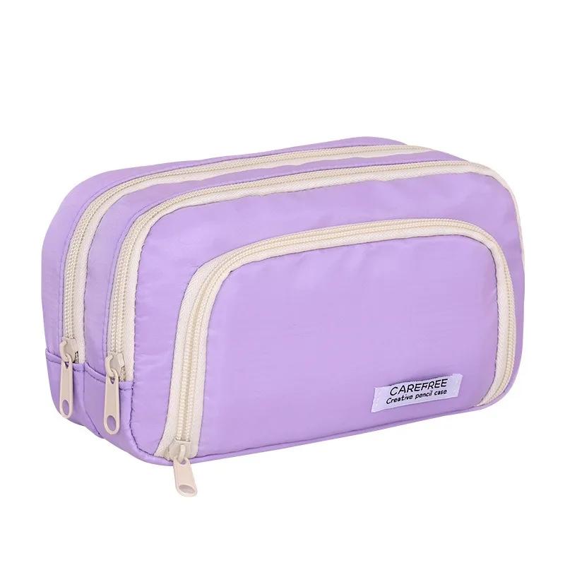 Japanese Minimalist Pencil Case Large Capacity Oxford Fabric Student Pouch for School Girl Teens Middle High School Supplies
