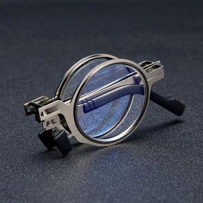 Portable Reading Glasses Hd Folding Middle-aged And Elderly Reading Glasses For Men And Women Imitation Retro Ultra-light Circle