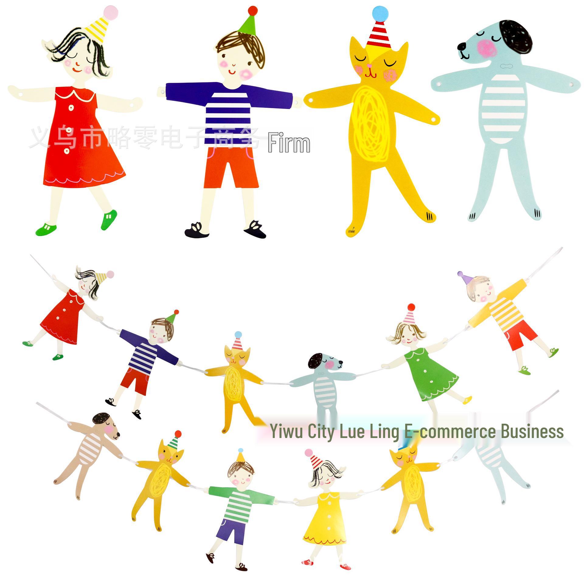 Children s Birthday Party Flag Banner - Cartoon Decoration for Kindergarten