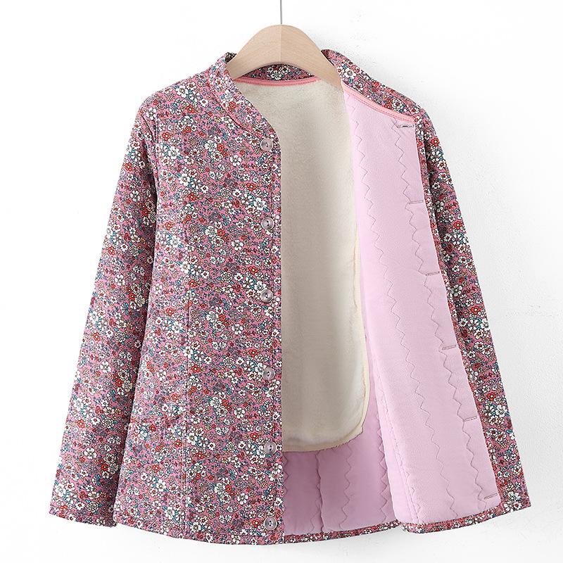 

Women s Winter Floral Fleece-Lined Cotton Jacket for Middle-Aged & Elderly - Thick, Warm & Close-Fitting 4XL (Recommended 120-135 jin)