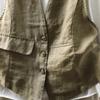Vintage Patchwork Pockets Sleeveless Summer Coat Women Solid Color Button Johnature Female Coats
