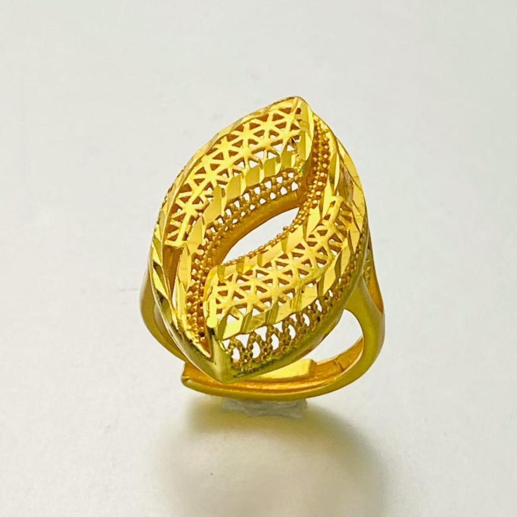 24K Gold Plated Adjustable Brass Ring - Personalized High-End Design