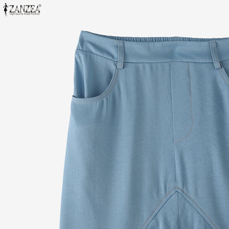 ZANZEA Womens Elegant Casual Multi-Layer Ruffled Fishtail Long Skirt
